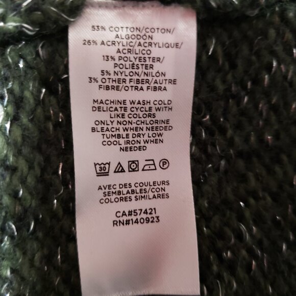 NEW Loft XS S Sweater Green Shimmer Turtleneck Oversized Poncho Metallic Women's - Picture 6 of 6